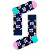 Medias Happy Socks con estampado de ositos de peluche en azul marino, con puntera y talón en colores contrastantes: celeste y rosa.