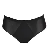 Bombacha de encaje negro semitransparente con diseño clásico y acabado invisible.