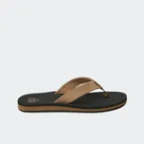 Sandalias tipo ojota Reef con capellada de gamuza color tostado y base de goma negra con detalle de línea tostada en el lateral. Cuenta con plantilla texturizada para mayor agarre y logo de la marca grabado en el talón.