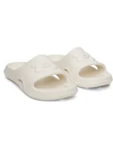 Sandalias de una sola pieza moldeadas en EVA, color blanco, con diseño ergonómico, orificios de drenaje y suela texturizada para mayor tracción.