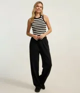 Musculosa corta ajustada de Blue Steel, con diseño de rayas horizontales en blanco y negro, escote redondo y acabado acanalado.
