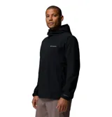 Campera cortaviento Columbia Trailborne Jacket Omni-Shield de color negro, con capucha integrada, cierre frontal y bolsillos laterales con cremallera. Cuenta con tecnología Omni-Shield que repele la humedad y resiste las manchas.