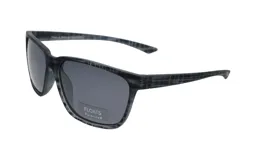 Lentes de sol Floats con marco rectangular de acetato con diseño de vetas grises y lentes polarizadas grises.