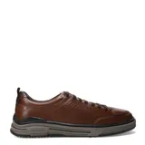 Championes de cuero azul marino marca Democrata, modelo Dylan, con detalles de recortes, pespuntes, cordones al tono y suela de goma con entresuela gris.
