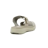 Sandalias de confort color rosa con dos tiras, una lisa con hebilla dorada y otra con glitter.