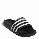 Chanclas Adidas Adilette Aqua para hombre, de color negro con las tres rayas características de la marca en blanco sobre la tira superior.