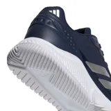 Championes Adidas Court Quick P, color azul marino con detalles plateados en los laterales. Presentan una suela blanca de goma con diseño texturizado para mayor tracción y una parte superior de malla transpirable con refuerzos sintéticos.