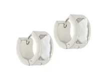 Aros de acero plateado con diseño de medio aro y circonia engarzada.