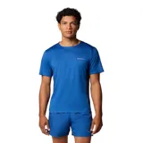 Remera técnica de manga corta Columbia, diseñada para senderismo. Presenta tecnología Omni-Wick para gestión de la humedad, paneles laterales transpirables, costuras planas para mayor comodidad y detalles reflectantes.