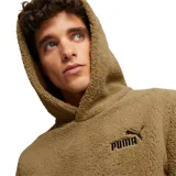 Canguro Puma color marrón de chiporro sintético con capucha, bolsillo tipo canguro, puños y dobladillo elásticos, y logo bordado en el pecho.