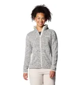 Campera polar Columbia modelo Sweater Weather Full, de color gris melange con detalles y cierre en color blanco. Cuenta con cuello alto, bolsillos laterales con cierre y logo de la marca bordado en el pecho.