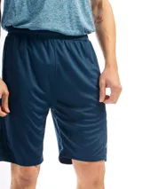 Short deportivo largo negro de poliéster con cintura elástica.