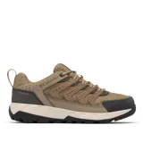 Championes de trekking Columbia modelo Strata Trail Low WP, color marrón con detalles en gris oscuro y suela blanca. Diseño impermeable con tecnología Omni-Tech, entresuela TechLite para amortiguación y suela Omni-Grip para tracción en diversos terrenos.