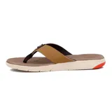 Chanclas negras con base texturizada y tiras anchas grises con detalles en rojo.