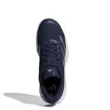 Championes Adidas Court Quick P, color azul marino con detalles plateados en los laterales. Presentan una suela blanca de goma con diseño texturizado para mayor tracción y una parte superior de malla transpirable con refuerzos sintéticos.