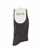 Par de medias largas de tejido acanalado, marca Mistral, en color gris oscuro.