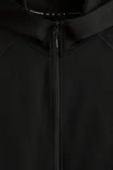 Campera deportiva negra con capucha, cierre frontal y bolsillos laterales con cierre. Confeccionada en tejido funcional efecto neopreno con tecnología DryMove™ para absorber el sudor.
