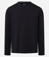 Remera térmica masculina de manga larga y cuello redondo, color negro. Confeccionada en tejido liso de poliéster y elastano.