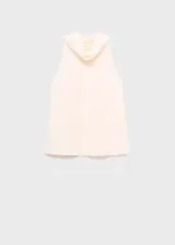 Blusa sin mangas de diseño recto, confeccionada en poliéster, con cuello drapeado y tirantes anchos.