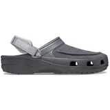 Zuecos Crocs modelo Classic Clog Yukon Vista II para hombre, color gris oscuro, con parte superior de piel sintética y correa ajustable en el talón.