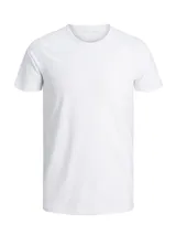 Remera básica blanca de manga corta y cuello redondo, con ajuste ceñido.