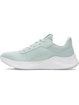Championes de entrenamiento Under Armour modelo Aurora 3, color verde menta con suela blanca. Presentan una parte superior de malla transpirable con detalles superpuestos y amortiguación Charged+ en la mediasuela para mayor comodidad.