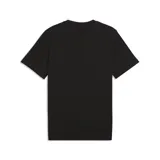 Remera negra de cuello redondo y manga corta, con estampado frontal que incluye los logos de Aston Martin, Aramco y Puma.