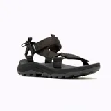 Sandalias deportivas Merrell modelo Speed Fusion Web Sport de color negro, con tiras de tejido reciclado, sistema de ajuste con velcro y cordón elástico en el talón. Cuenta con suela de goma adherente y palmilla de espuma FloatMax.
