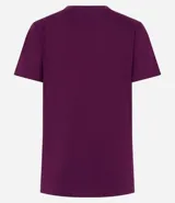 Remera básica celeste de media malla, con escote en V y mangas cortas.