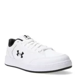 Championes urbanos Under Armour modelo Sportstyle Official, color blanco con detalles en negro. Presentan una parte superior de cuero sintético con el logo de la marca en el lateral y en la lengüeta, cierre de cordones y suela de goma plana.