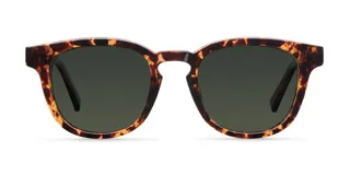 Lentes de sol unisex Banna modelo Tigris Olive, con armazón cuadrado color carey y lentes polarizadas color negro.