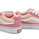 Zapatillas Vans Caldrone color rosa con detalles en blanco. Confeccionadas en lona y gamuza, con cierre de cordones, cuello y lengüeta acolchados, plantilla acolchada y suela de goma tipo gofre.