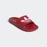 Sandalias Adidas Adilette Lite rojas con logo blanco de la marca en la tira superior.
