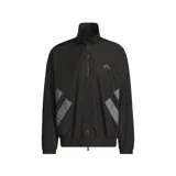 Campera adidas de básquet de la colección Anthony Edwards, color negro con detalles reflectantes grises en los laterales y logo de la marca en el pecho. Cuenta con cuello alto y cierre frontal completo.