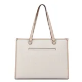 Cartera tipo shopper Guess modelo Sofia, color rosa con estampado monograma de la marca. Presenta doble asa de hombro, cierre superior y detalle de placa metálica con el logo en el frente.