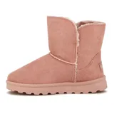 Pantubota corta color rosa, con interior de piel sintética y suela de goma.