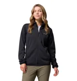 Campera polar de mujer Columbia Essential Hike Grid color negro, con cierre frontal completo, cuello alto y bolsillos laterales. Cuenta con tecnología Omni-Wick para absorber la humedad y mantener la comodidad.