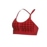 Sostén deportivo Nike Dri-FIT Indy Icon Clash con estampado de pata de gallo en tonos de rojo. Diseño de soporte ligero con espalda deportiva y tirantes regulables.