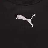 Remera térmica deportiva Puma teamLIGA Baselayer de manga corta, color negro, con diseño ajustado y logo de la marca estampado en blanco en el pecho.