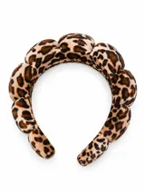 Vincha acolchada de pelo con estampado animal print de leopardo.