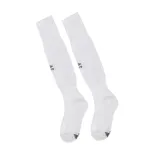 Medias de fútbol Umbro de caña alta, color blanco, con el logo de la marca bordado en negro en la parte frontal.