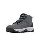 Bota de trekking Columbia modelo Transverse Hike Waterproof, color gris con detalles en negro, celeste y naranja. Confeccionada en cuero y malla, incorpora tecnologías Omni-Tech, TechLite y Omni-Grip para mayor impermeabilidad, amortiguación y tracción.