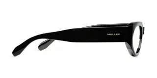 Lentes con protección contra luz azul y UV400, con montura geométrica de color negro y lentes transparentes.