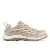Championes de trekking Columbia modelo Crestwood, color beige con detalles en blanco. Confeccionados en una combinación de cuero y malla, cuentan con tecnología impermeable Omni-Tech, entresuela TechLite para amortiguación y suela Omni-Grip para tracción en diversos terrenos.