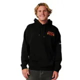Canguro negro con capucha y cordones ajustables, bolsillo frontal tipo canguro y estampado gráfico pequeño en el pecho con la inscripción Rip Curl Pro Bells Beach Australia.