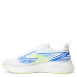 Championes de running Umbro Pointed, color blanco con detalles en azul royal y verde lima.