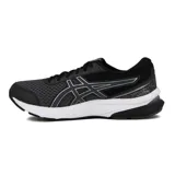 Championes Asics Gel-Shogun 4 color negro con detalles plateados y suela blanca, diseñados para running y entrenamiento.