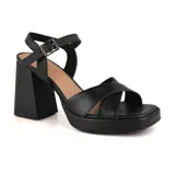 Sandalias de tacón alto Usaflex Party color beige, con capellada de cuero, forro Usa Care y tiras cruzadas en el empeine.