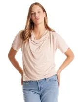 Remera de modal marca Philosophy, con diseño de cuello volcado y mangas cortas.