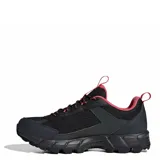 Championes de trekking Adidas Terrex Rockadia para mujer, de color negro con detalles en rosado y gris, confeccionados en malla y materiales sintéticos, con suela dentada para mayor tracción en terrenos difíciles.